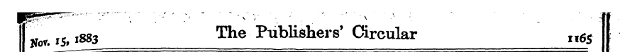 Nov.l5 ,,883 The Publishers' Circular "<...