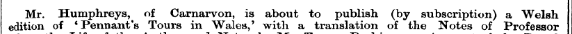 Mr. Humphreys, of Carnarvon, is about to...