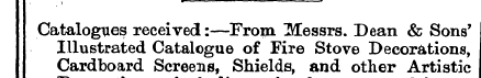 Catalogues received:—From Messrs. Dean &...