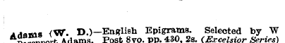 .../w. D.)—English Epigrams. Selected by...