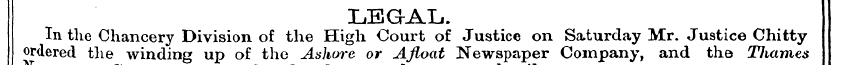 LEGAL. ordered In the the Chancery windi...