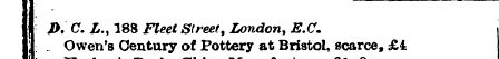 J>. C. L., 188 Fleet Street, London, E.C...