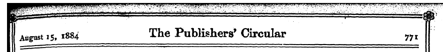 August 15,1884 The Publishers'Circular J...