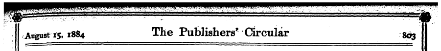 August t$, 1884 The Publishers* Circular...