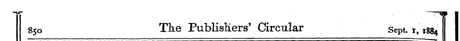 850 The PublisKers' Circular Sept. r, 18...