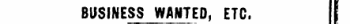 BUSINESS WANTED, ETC. [