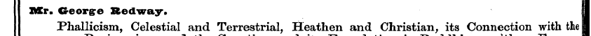 Mr. George Red way. II II 1 Phallicism, ...