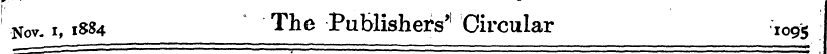 Nov. i, 1884 The Publishers' 1 Circular ...