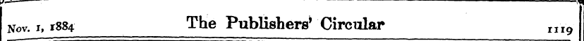Nov. i, 1SS4. The Publishers* Circular r...