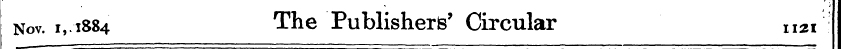 Nov. i, 1S84 The Publishers' Circular 11...