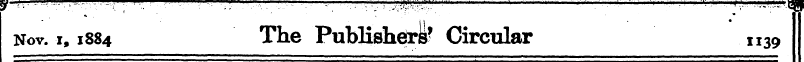 Nov. i, 1 * 884 The PubHshers II * Circu...