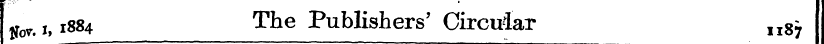 Lov.x, 1884 The Publishers' Circular llS...