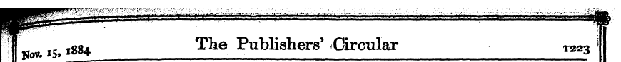 f I5 ,1884 The Publishers' Circular ra *...