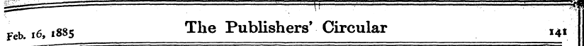 Fb 16,1885 The Publishers * Circular I4t
