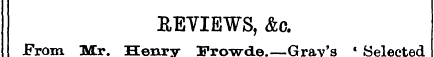 REVIEWS, &c. From - — ^— — -¦ ¦ '—- ¦ ¦ ...