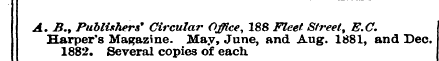 A. B., Publishers' Circular Office, 188 ...