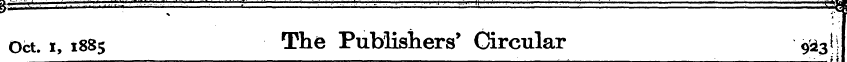 Oct. x, i885 The Publishers * Circular 9...