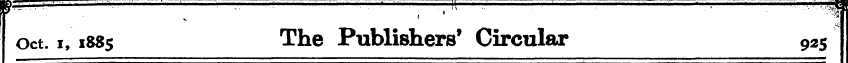 " ¦ l l; ' ' '¦ ¦ f Oct. i, . 188 5 * Th...