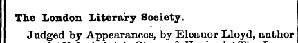 The London Literary Society. Judged by A...