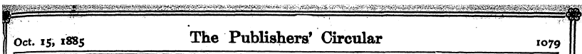 Oct. 15,1885 The Publishers' Circular ,o...