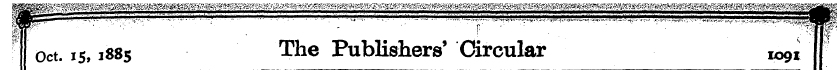 Oct. 15,1885 The Publishers' Circular 10...
