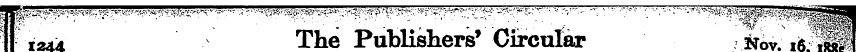 I ¦12^4. The Publishers* Circular NoV.i6...