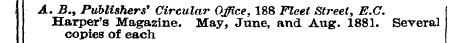 A. B., Publishers' Circular Office, 188 ...