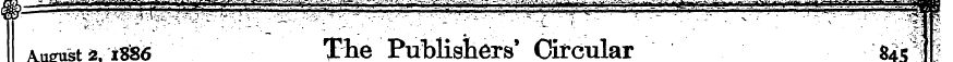 August 2, i85<s The Publishers' Circular...