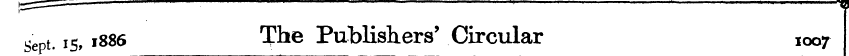 sept. 15, 1886 The Publishers' Circular ...