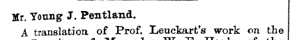 Mr. Young J. Pentland. A translatioa of ...