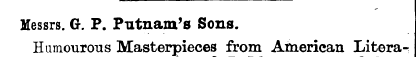 Messrs. G. P. Putnam's Sons. Humourous M...