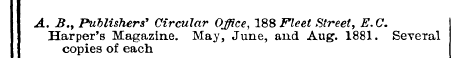 A. B., Publishers 1 Circular Office, 188...