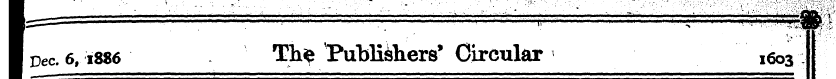 Dec. 6,1886 Thfc "Publishers' Circular 1...