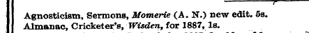r Agnosticism, Sermons, Momerie (A. N.) ...
