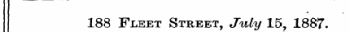 188 Fleet Street, July 15, 1887.