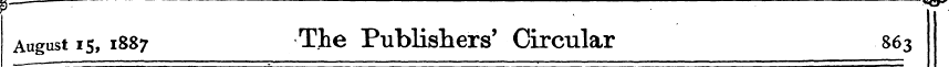 August is, 1887 The Publishers' Circular...