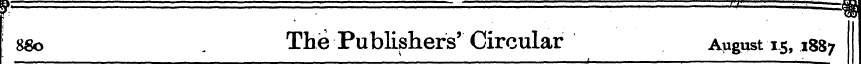 880 . The Publishers' Circular August 1....