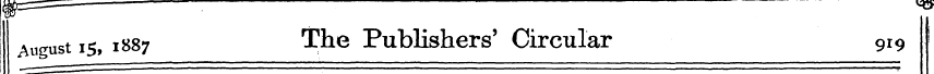 August 15, 1887 The Publishers' Circular...