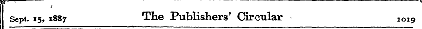 V Sept. 15,1887 The Publishers' Circular...