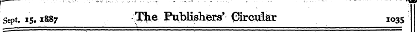 sept, is, 1887 TJie Publishers' Circular...