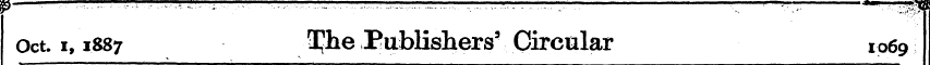 Oct. i, 188 7 IJhe Publishers' Circular ...