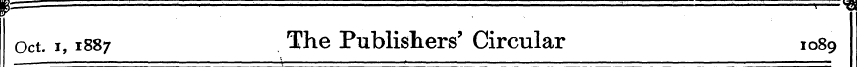 Oct. i, 188 7 The Publishers' Circular 1...