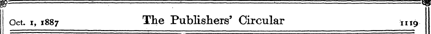 Oct. i, 1887 The Publishers' Circular iu...