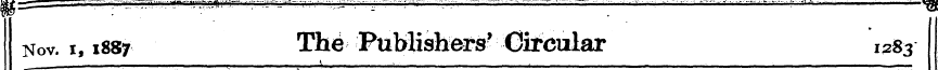 Kov. i, 1887 The Publishers • ' Circular...