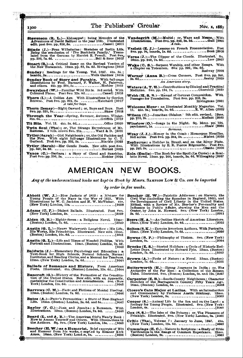 Publishers’ Circular (1880-1890): jS F Y, 1st edition - I I A 3 Double Vols. Cr. , Wedding 8yol8...