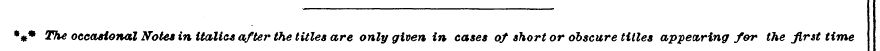 • #* The occasional Notes in italics aft...