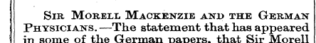Sir Morell Mackenzie and the German Phys...