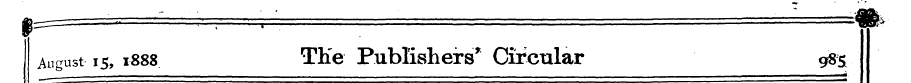 August-is, 1888. TKe Publishers * Circul...