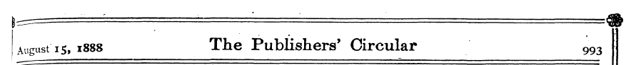 August is, 1888 The Publishers* Circular...