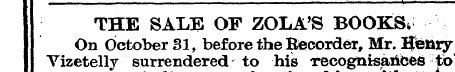 THE SALE OF ZOLA'S BOOKS * Vizetelly On ...